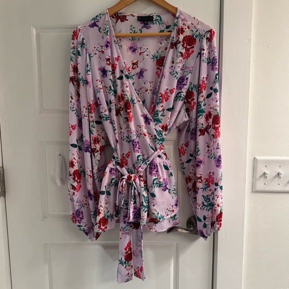 Bobeau Floral Wrap Blouse - Picture 5 of 10